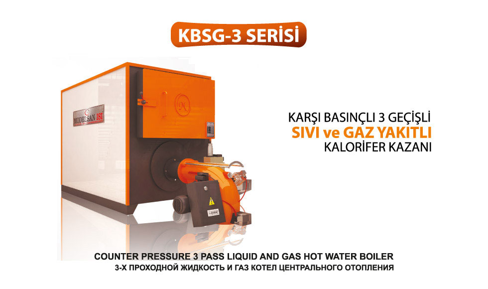 KBSG-3 Counter Pressure 3 pass Liquid and Gas Hot Water Boiler